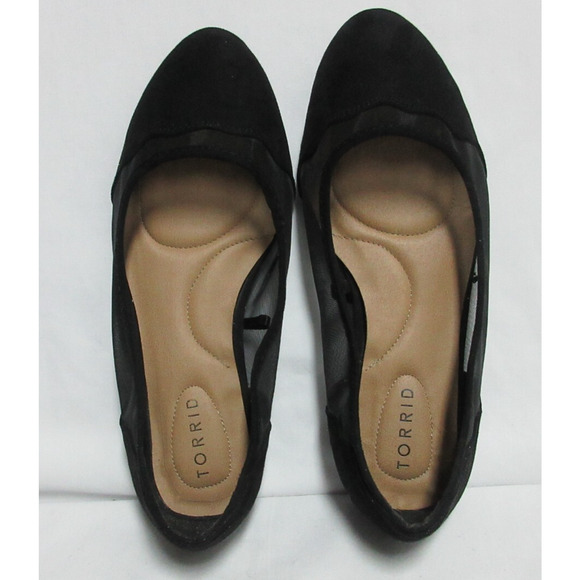 Torrid Women's Sz 9W Faux Black Suede/Mesh Almond Toe Ballet Flat - Picture 6 of 8
